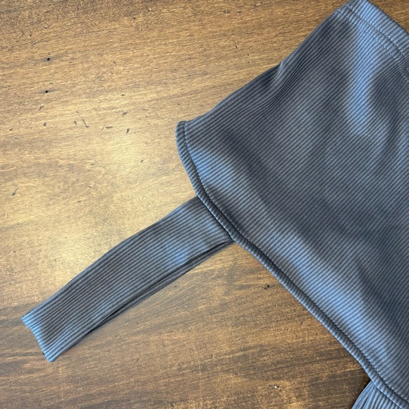 Slate Blue/Grey Ribbed Crop Top - Picture 7 of 8